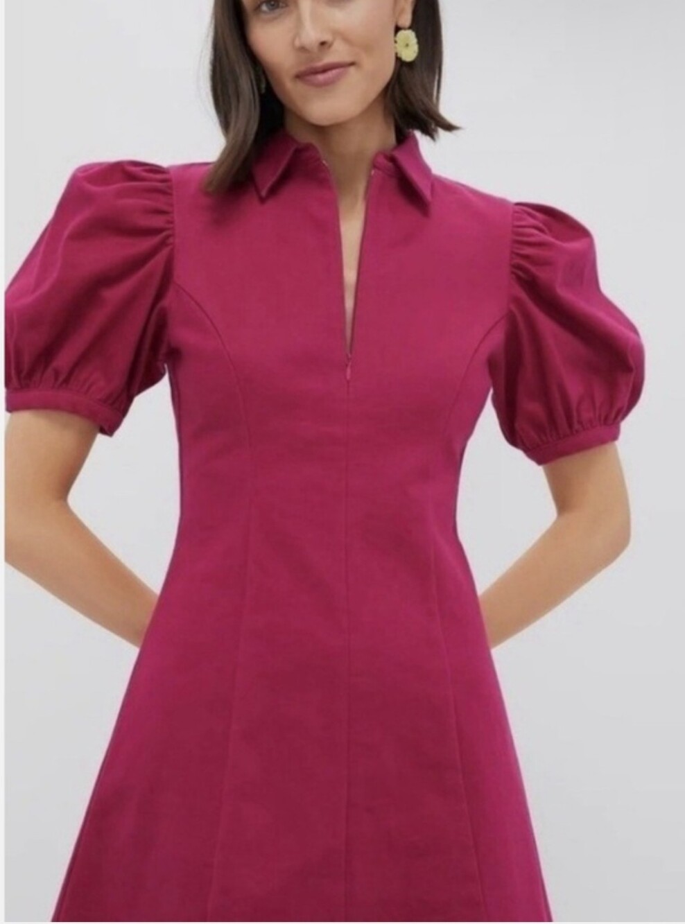 Tuckernuck Hyacinth House Front Zip Denim Mini Dress Fushia Pink